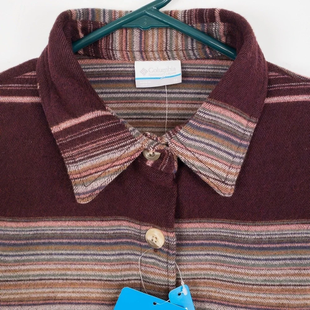 COLUMBIA Women's Calico Basin Shirt‎ Jacket Size Medium Stripe Regular Fit - Picture 5 of 16